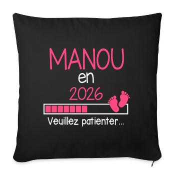 Manou en 2026 Cadeau Annonce Future Grand-Mère - Housse de coussin décorative 45 x 45 cm - noir - Devant