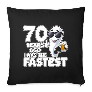 Il y a 70 ans, l’anniversaire le plus rapide et drôle - Housse de coussin décorative 45 x 45 cm - noir - Devant
