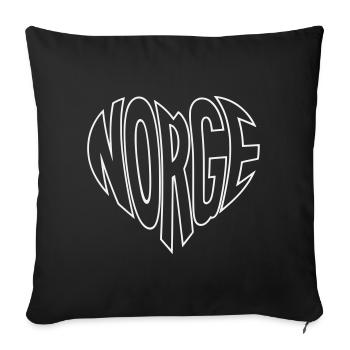 Lettrage en cœur norgé - Housse de coussin décorative 45 x 45 cm - noir - Devant
