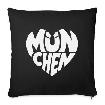 Munich Heart Logo Typography - Sofa pillowcase 17,3'' x 17,3'' (45 x 45 cm) - black - Front