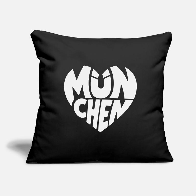 Typographie du logo du cœur de Munich Housse de coussin décorative 45 x 45 cm