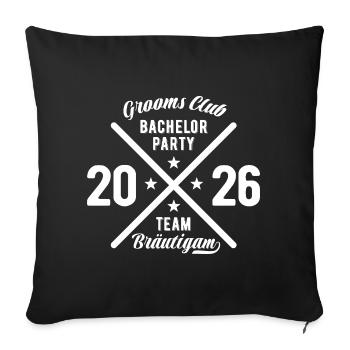 Marié de l’équipe Enterrement de vie de garçon 2026 - Housse de coussin décorative 45 x 45 cm - noir - Devant