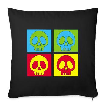 Skulls and four-colour printing - Sofa pillowcase 17,3'' x 17,3'' (45 x 45 cm) - black - Front