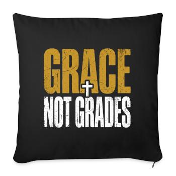 La grâce n’évalue pas Enseignant chrétien Jésus foi - Housse de coussin décorative 45 x 45 cm - noir - Devant