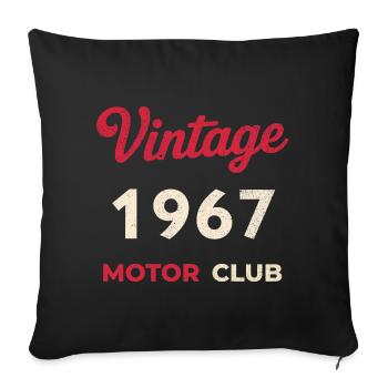 Année de naissance rétro du Motor Club vintage 1967 - Housse de coussin décorative 45 x 45 cm - noir - Devant