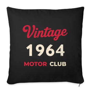 Année de naissance rétro du Motor Club 1964 - Housse de coussin décorative 45 x 45 cm - noir - Devant