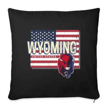 Wyoming United States Retro Map USA - Sofa pillowcase 17,3'' x 17,3'' (45 x 45 cm) - black - Front