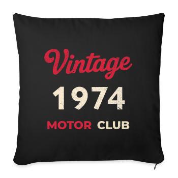 Année de naissance rétro du Motor Club Vintage 1974 - Housse de coussin décorative 45 x 45 cm - noir - Devant