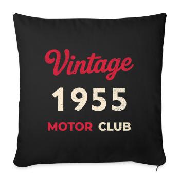 Cadeau vintage de l’année de naissance rétro du Motor Club de 1955 - Housse de coussin décorative 45 x 45 cm - noir - Devant