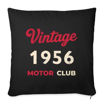 Cadeau rétro vintage de l’année de naissance du Motor Club 1956 - Housse de coussin décorative 45 x 45 cm - noir - Devant