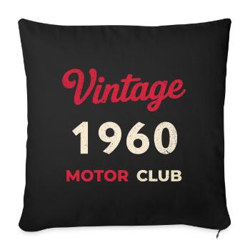 Cadeau vintage de l’année de naissance rétro du Motor Club des années 1960 - Housse de coussin décorative 45 x 45 cm - noir - Devant