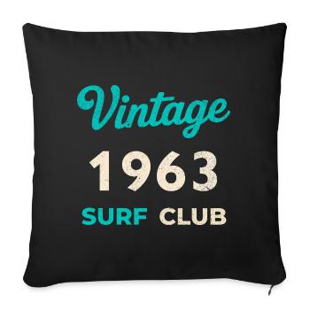 Vintage 1963 Surf Club Retro Geburtsjahr Geschenk - Sofakissenbezug 45 x 45 cm - Schwarz - Vorne