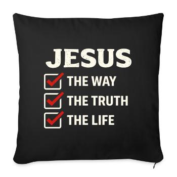 Verset biblique de Jésus, La voie de la vérité, la vie - Housse de coussin décorative 45 x 45 cm - noir - Devant