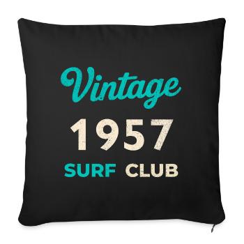 Cadeau rétro vintage de l’année de naissance du Surf Club 1957 - Housse de coussin décorative 45 x 45 cm - noir - Devant