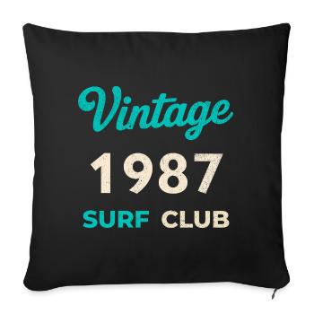 Vintage 1987 Surf Club Retro Geburtsjahr Geschenk - Sofakissenbezug 45 x 45 cm - Schwarz - Vorne