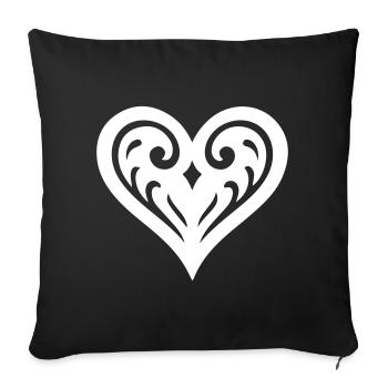 Icône d’Ornement de Cœur - Housse de coussin décorative 45 x 45 cm - noir - Devant