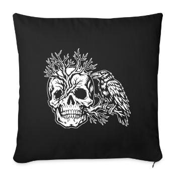 Crâne, Arbre et Corbeau - Housse de coussin décorative 45 x 45 cm - noir - Devant