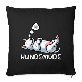 Hundemüde Miniatur Bullterrier Bully Bullterrier - Sofakissenbezug 45 x 45 cm - Schwarz - Vorne