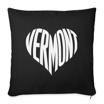 Vermont, USA Typographie du cœur - Housse de coussin décorative 45 x 45 cm - noir - Devant