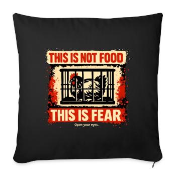 Coq de cage : la peur au lieu de la nourriture - Housse de coussin décorative 45 x 45 cm - noir - Devant