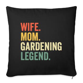Épouse Maman Légende du jardinage - Housse de coussin décorative 45 x 45 cm - noir - Devant