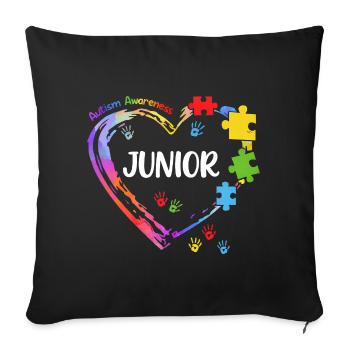 Junior Sensibilisation Autisme Coeur Enfant - Housse de coussin décorative 45 x 45 cm - noir - Devant