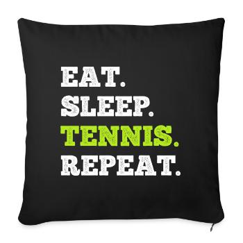 Manger dormir Tennis Répéter - Housse de coussin décorative 45 x 45 cm - noir - Devant