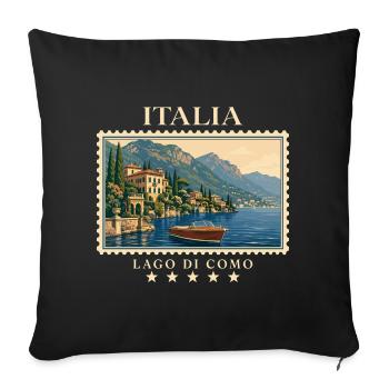 Italien Lago di Como Vintage Reisemarke - Sofakissenbezug 45 x 45 cm - Schwarz - Vorne