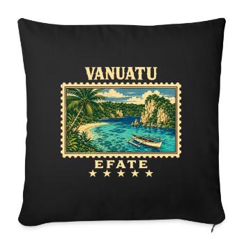 Marque de voyage vintage Vanuatu Efate - Housse de coussin décorative 45 x 45 cm - noir - Devant