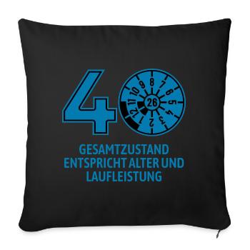 HU August 2026 - 40 Jahre - Geburtstag Geschenk - Sofakissenbezug 45 x 45 cm - Schwarz - Vorne