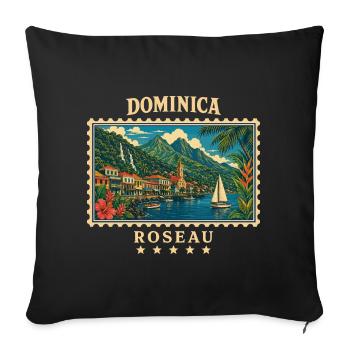 Marque de voyage vintage Dominica Roseau - Housse de coussin décorative 45 x 45 cm - noir - Devant