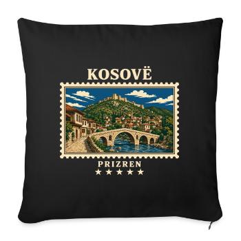 Kosovo Prizren Vintage Reisemarke - Sofakissenbezug 45 x 45 cm - Schwarz - Vorne