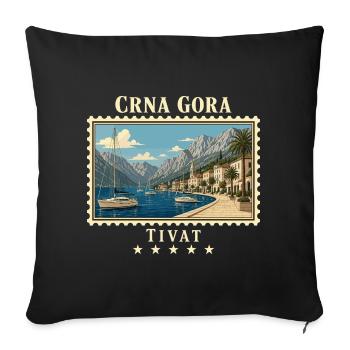 Montenegro Tivat Vintage Reisemarke - Sofakissenbezug 45 x 45 cm - Schwarz - Vorne