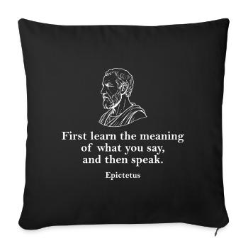 Art buste de citation d’Épictète - Housse de coussin décorative 45 x 45 cm - noir - Devant