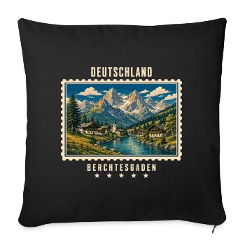 Deutschland Berchtesgaden Vintage Reisemarke - Sofakissenbezug 45 x 45 cm - Schwarz - Vorne