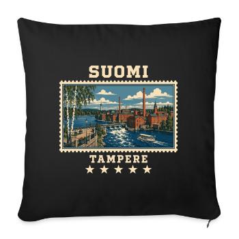 Finnland Tampere Vintage Reisemarke - Sofakissenbezug 45 x 45 cm - Schwarz - Vorne