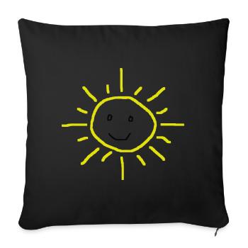 Niedliche lächelnde Sonne – Doodle - Sofakissenbezug 45 x 45 cm - Schwarz - Vorne