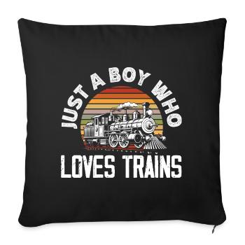 Only A Boy Who Loves Trains Retro Vintage - Sofa pillowcase 17,3'' x 17,3'' (45 x 45 cm) - black - Front