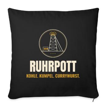 Ruhrpott Förderturm – Kohle Kumpel Currywurst - Sofakissenbezug 45 x 45 cm - Schwarz - Vorne