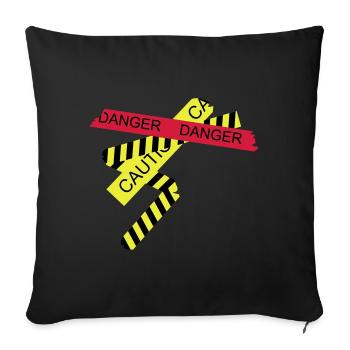 Attention, risque - Housse de coussin décorative 45 x 45 cm - noir - Devant