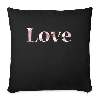 Love Blumen Text Foto - Sofakissenbezug 45 x 45 cm - Schwarz - Vorne