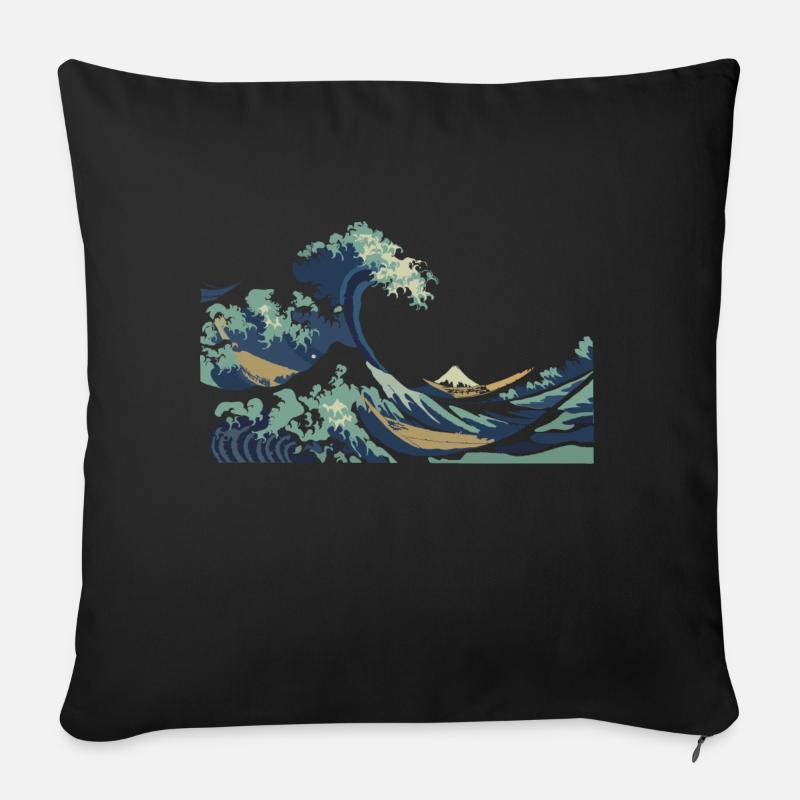 Japan Hokusai Große Welle - Sofakissenbezug 45 x 45 cm - Schwarz