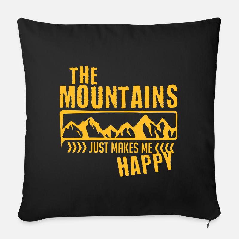 Mountains make happy - mountain - Sofa pillowcase 17,3'' x 17,3'' (45 x 45 cm) - black
