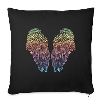 Heart Shaped Rainbow Feather Angel Wings - Sofa pillowcase 17,3'' x 17,3'' (45 x 45 cm) - black - Front