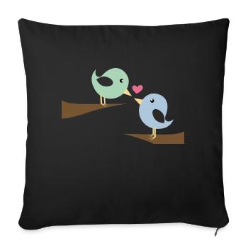 Amoureux des oiseaux - Housse de coussin décorative 45 x 45 cm - noir - Devant