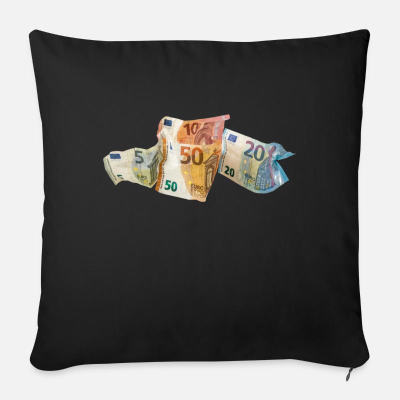 Euro-Geldscheine - Sofakissenbezug 45 x 45 cm - Schwarz