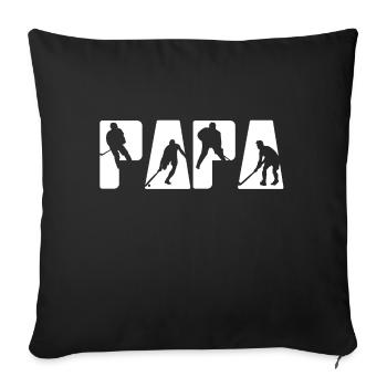 Hockey Papa Vater Tshirt Sport Puck Geschenk - Sofakissenbezug 45 x 45 cm - Schwarz - Vorne