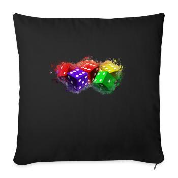 Dice game brightly glowing - Sofa pillowcase 17,3'' x 17,3'' (45 x 45 cm) - black - Front