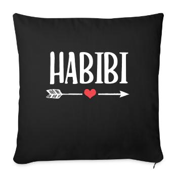 Arabe: Habibi. Chérie chérie amour amour - Housse de coussin décorative 45 x 45 cm - noir - Devant