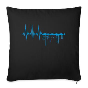 gouttes de pulvérisation humide graffiti ondes fréquence de ligne - Housse de coussin décorative 45 x 45 cm - noir - Devant